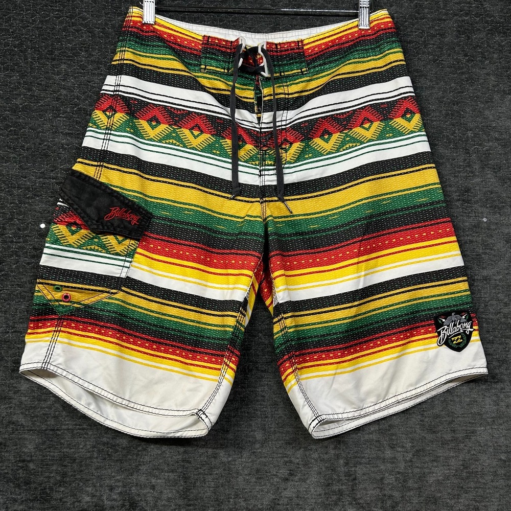 Billabong Board Shorts Mens 31 Multicolor Aztec Stripe Swim Trunks Good M103HELO